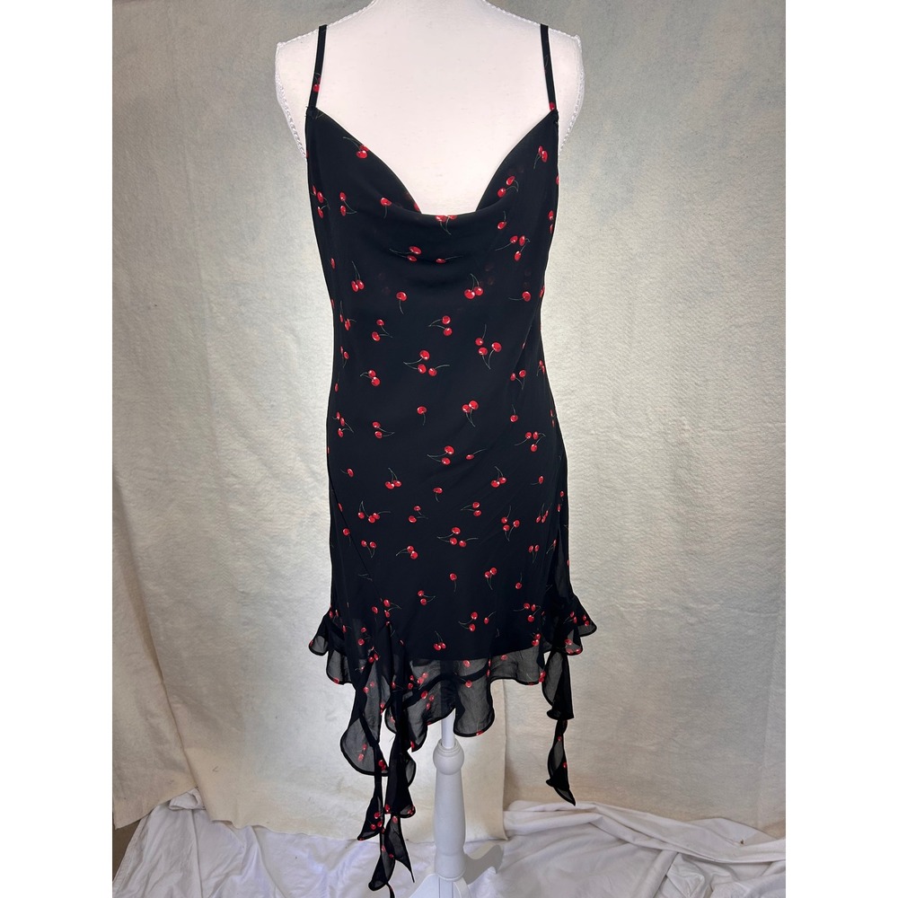 90s Grunge Indie Rockabilly Psychobilly Whimsigoth Cherry Print Slip Dress M